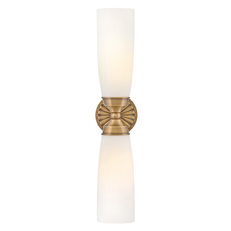 Hinkley Alexis 24in 2-Light Bath Sconce | Traditional Heritage Brass Steel and Etched Opal Glass | Bathroom Vanity & Powder Room | 6.25 x | Model 57492HB