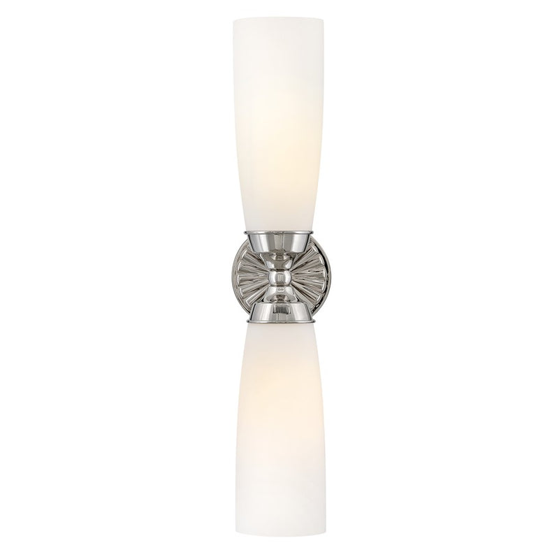 Hinkley Alexis 24in 2-Light Bath Vanity Light | Traditional Polished Nickel Steel and Etched Opal Glass | Bathroom Vanity | 6.25 x 5 x 24 | Model 57492PN