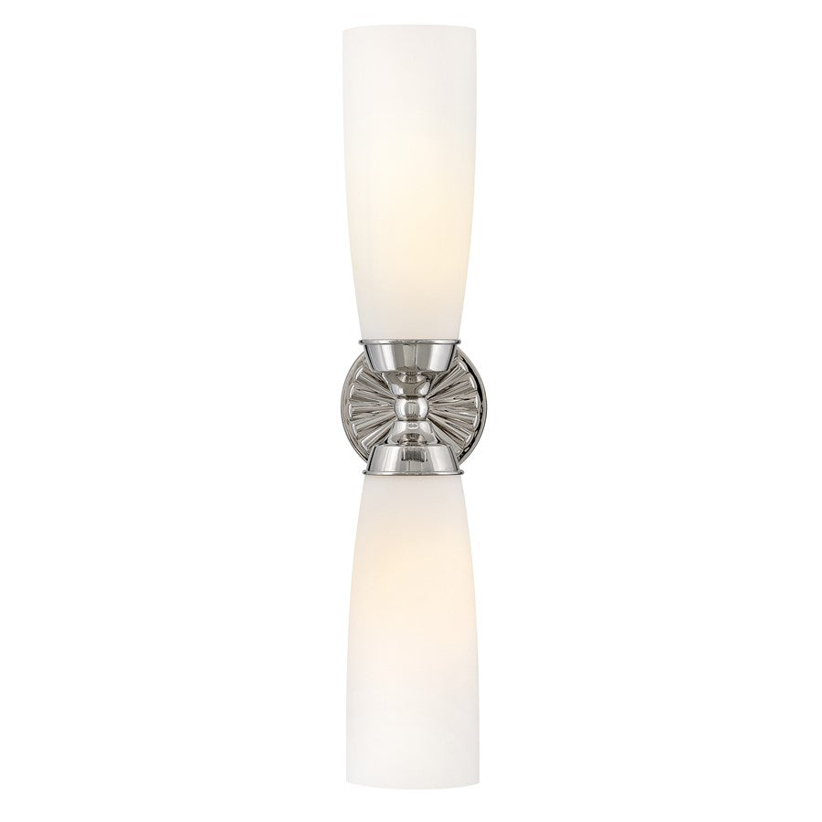 Hinkley Lighting Alexis 2Lt Bath Sconce, Polished Nickel/Etched Opal - 57492PN