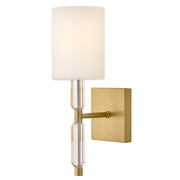 Hinkley Anika 14in 1-Light Bath Wall Mount | Transitional Lacquered Brass Steel and Etched Opal Glass | Bathroom Vanity Light | 6.25 x | Model 57610LCB