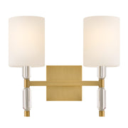 Hinkley Anika 12in 2-Light Bath Vanity | Transitional Lacquered Brass Steel and Etched Opal Glass | Bathroom Vanity & Powder Room | 6.25 | Model 57612LCB