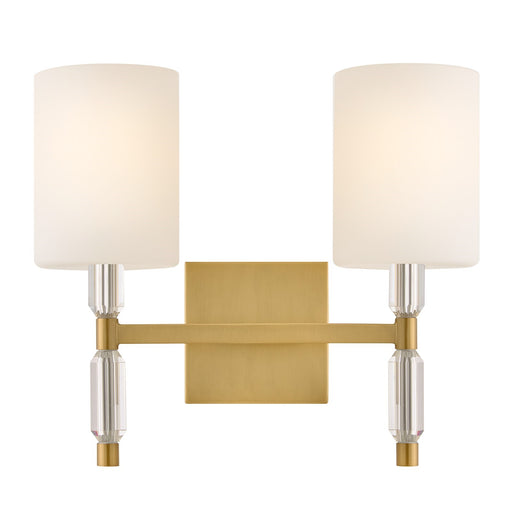 Hinkley Anika 12in 2-Light Bath Vanity | Transitional Lacquered Brass Steel and Etched Opal Glass | Bathroom Vanity & Powder Room | 6.25 | Model 57612LCB