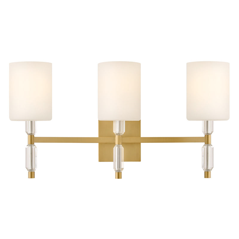 Hinkley Anika 23in 3-Light Bath Vanity | Transitional Lacquered Brass Steel and Etched Opal Glass | Bathroom Vanity | 6 x 23 x 12 in | Model 57613LCB