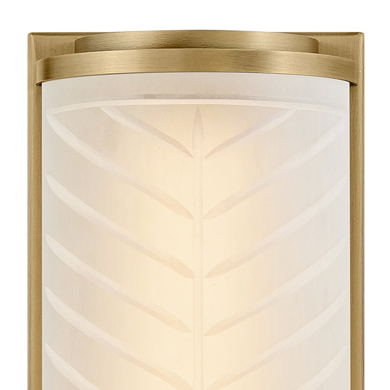 Hinkley Devon 14in 1-Light Wall Sconce | Modern Transitional Lacquered Brass Steel and Etched Opal Glass | Hallway & Bathroom Vanity | 3 | Model 57860LCB