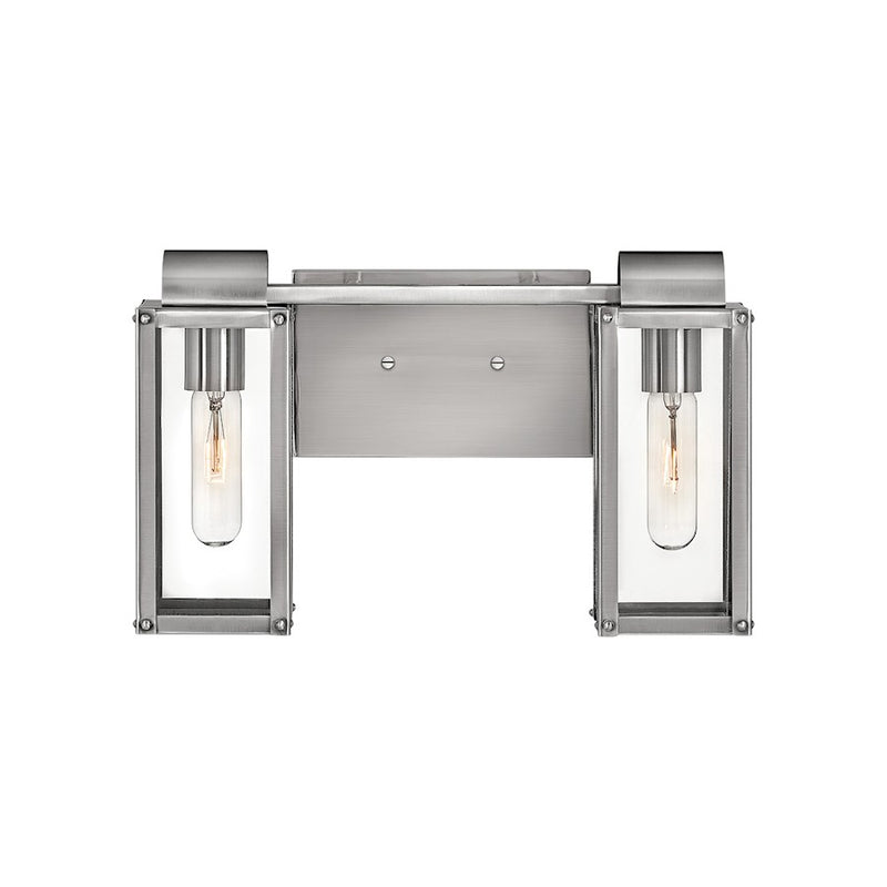 Hinkley Sag Harbor 15in 2-Light Vanity Light | Traditional Coastal Burnished Bronze Steel and Clear Glass | Bathroom Vanity | 15 x 6 x 9 in | Model 5862BU