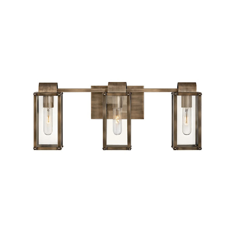 Hinkley Sag Harbor 15in 2-Light Vanity Light | Traditional Coastal Burnished Bronze Steel and Clear Glass | Bathroom Vanity | 15 x 6 x 9 in | Model 5862BU