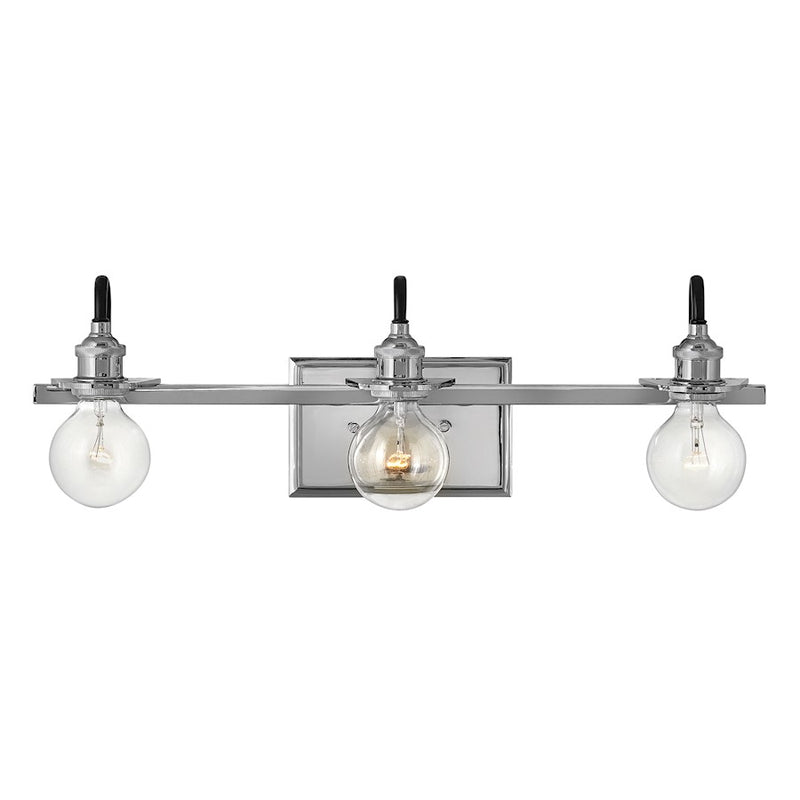 Hinkley Baxter 23in 3-Light Bathroom Vanity Light | Industrial Polished Nickel Steel | Bathroom Vanity | 4.5 x 23 x 7.25 in | Model 5873PN