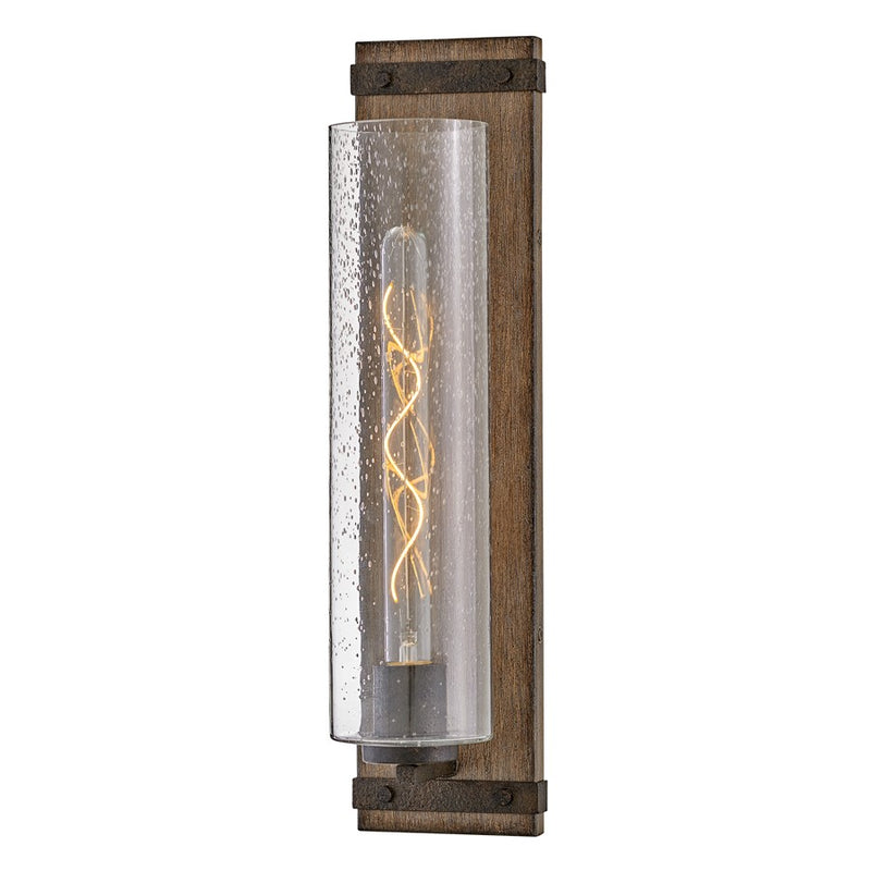 Hinkley Lighting Sawyer 1-Light Vanity Light | Sequoia Finish | Clear Seedy Glass Shade | Rustic Vanity Light Above the Bathroom Mirror | 5941SQ-LL
