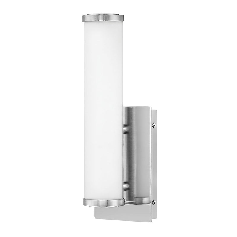 Hinkley Simi 1-Light Wall Sconce | Modern Chrome Steel and Etched Opal Glass | Bathroom Vanity & Hallway Accent | 12.5in H, 5.25in W | Model 59922CM