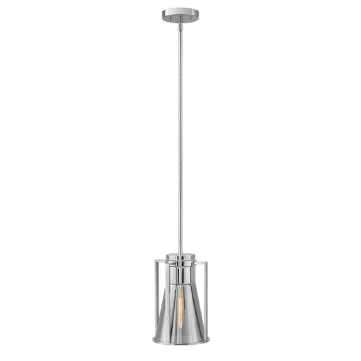 Hinkley Refinery 12in 1-Light Pendant | Industrial Chrome Steel and Mirrored Glass | Kitchen Island & Dining Room | 7.75 x 7.75 x 12 in | Model 63307CM-MR