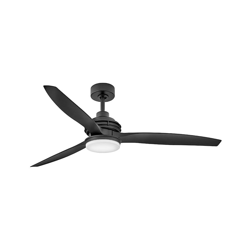 Hinkley Artiste 60in 1-Light Ceiling Fan | Transitional Matte Black Steel and Etched Opal Glass | Indoor & Covered Patio | 60 x 60 x | Model 900160FBB-LWD