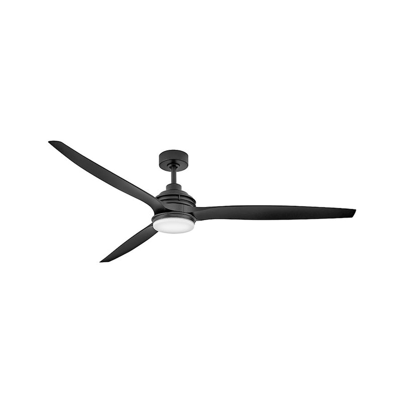 Hinkley Artiste 72in 1-Light LED Smart Ceiling Fan | Transitional Matte Black Steel and Etched Opal Glass | Indoor & Covered Patio | Model 900172FBB-LWD