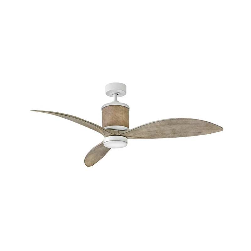 Hinkley Merrick 60in 3-Blade LED Ceiling Fan | Transitional Coastal Matte White Steel and Weathered Wood Composite | Living Room & | Model 900360FMW-LDD