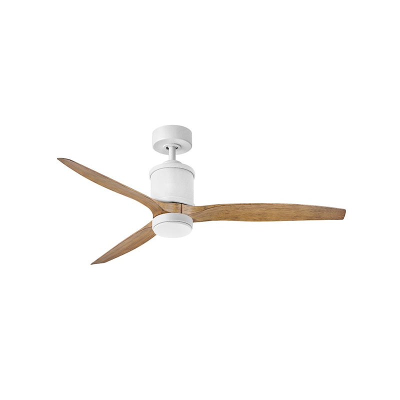 Hinkley Hover 60in 1-Light LED Ceiling Fan | Modern Matte White Steel and Koa Composite Blades with Etched Opal Glass | Indoor & | Model 900760FWK-LWD