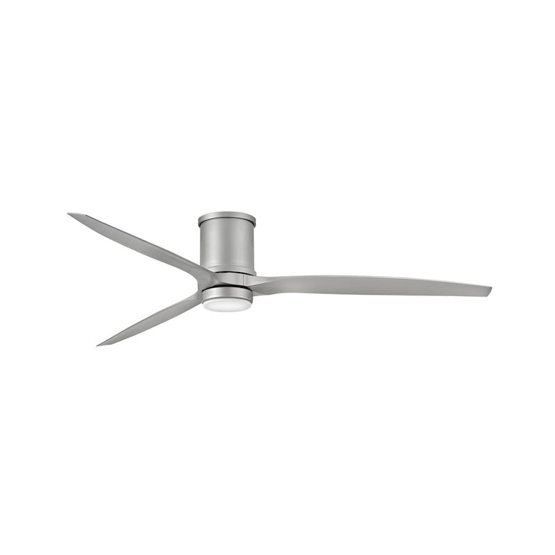 Hinkley Hover Flush 72in LED Ceiling Fan | Modern Brushed Nickel Steel and Weathered Wood Composite Blades | Indoor & Covered | Model 900872FBN-LWD