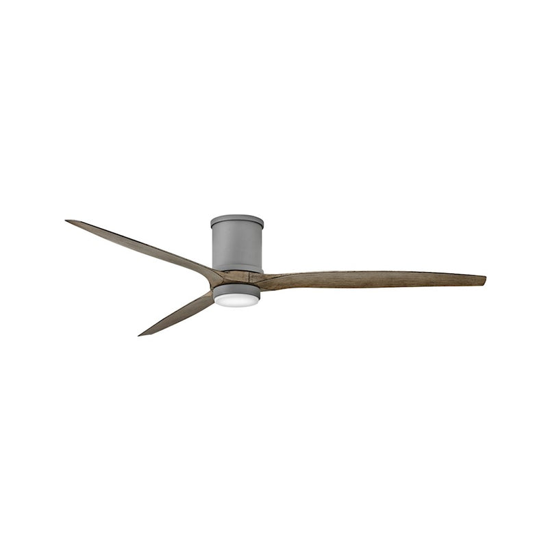 Hinkley Hover Flush 72in LED Ceiling Fan | Modern Brushed Nickel Steel and Weathered Wood Composite Blades | Indoor & Covered | Model 900872FBN-LWD