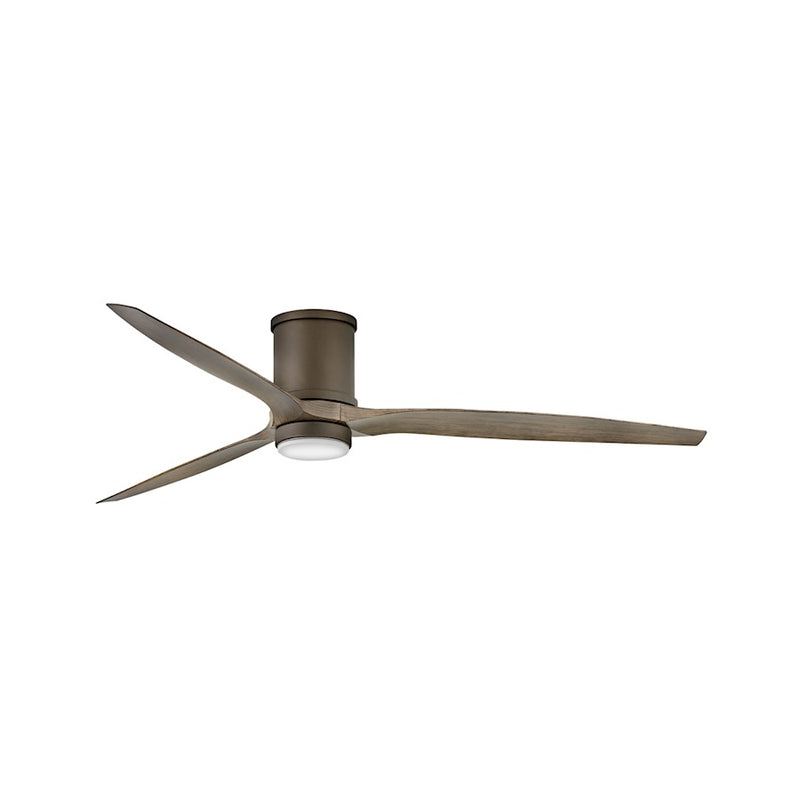 Hinkley Hover Flush 72in LED Ceiling Fan | Modern Brushed Nickel Steel and Weathered Wood Composite Blades | Indoor & Covered | Model 900872FBN-LWD