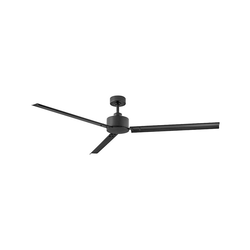 Hinkley Indy 72in Ceiling Fan | Industrial Matte Black Steel and Composite Blades | Indoor & Outdoor Covered Patio | 72 x 72 x 13 in | Model 900972FMB-NWA