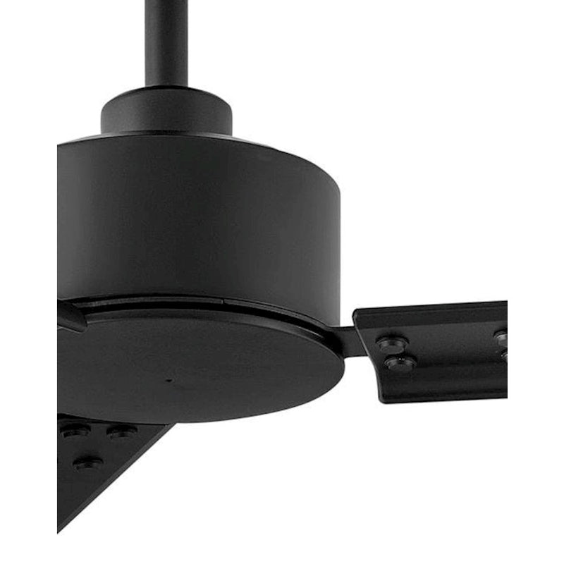 Hinkley Indy 72in Ceiling Fan | Industrial Matte Black Steel and Composite Blades | Indoor & Outdoor Covered Patio | 72 x 72 x 13 in | Model 900972FMB-NWA