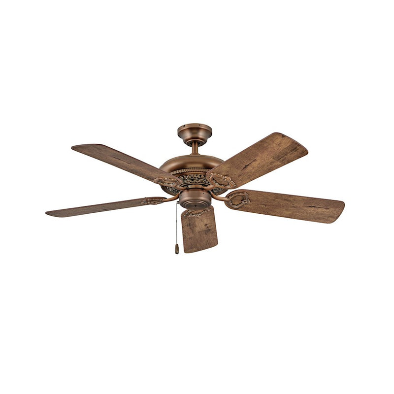 Hinkley Lafayette 52in Ceiling Fan | Traditional Antique Copper Steel and Birch Wood Blades | Living Room & Bedroom | 52 x 52 x 14 in | Model 901152FAC-NID