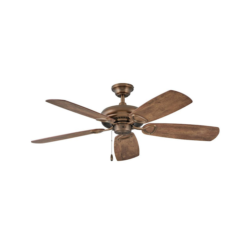 Hinkley Marquis 52in Ceiling Fan | Traditional Antique Copper Steel and Mahogany Birch Wood Blades | Living Room & Bedroom | 52 x 52 | Model 901352FAC-NIA