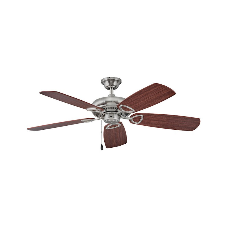 Hinkley Marquis 52in Ceiling Fan | Traditional Brushed Nickel Steel and Cherry Mahogany Wood Blades | Living Room & Bedroom | 52 x | Model 901352FBN-NIA