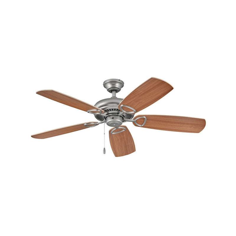 Hinkley Marquis 52in Ceiling Fan | Traditional Satin Steel and Maple/Cherry Wood Blades | Living Room & Bedroom | 52 x 52 x 13 in | Model 901352FSS-NIA