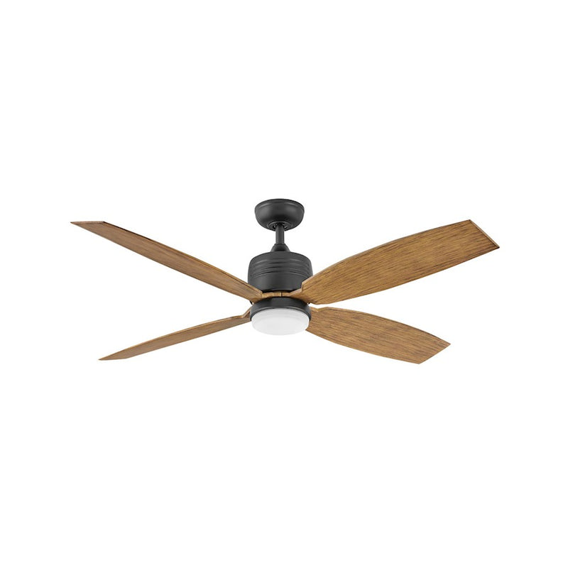 Hinkley Module 58in LED Ceiling Fan | Transitional Matte Black Steel and KOA Composite Blades | Indoor & Covered Patio | 58 x 58 x | Model 901458FMB-LWD