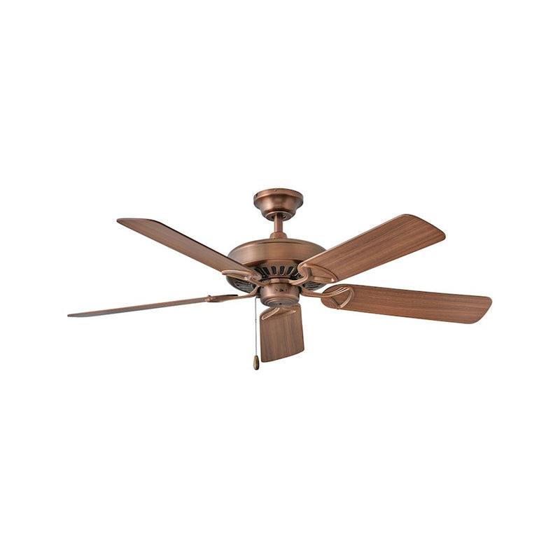 Hinkley Windward 52in Ceiling Fan | Traditional Antique Copper Steel and Birch/Teak Wood Blades | Living Room & Bedroom | 52 x 52 x | Model 901552FAC-NIA