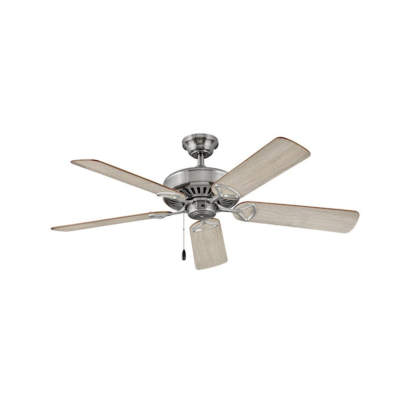 Hinkley Windward 52in Ceiling Fan | Traditional Brushed Nickel Steel with Cherry and Weathered Wood Blades | Living Room & Bedroom | Model 901552FBN-NIA