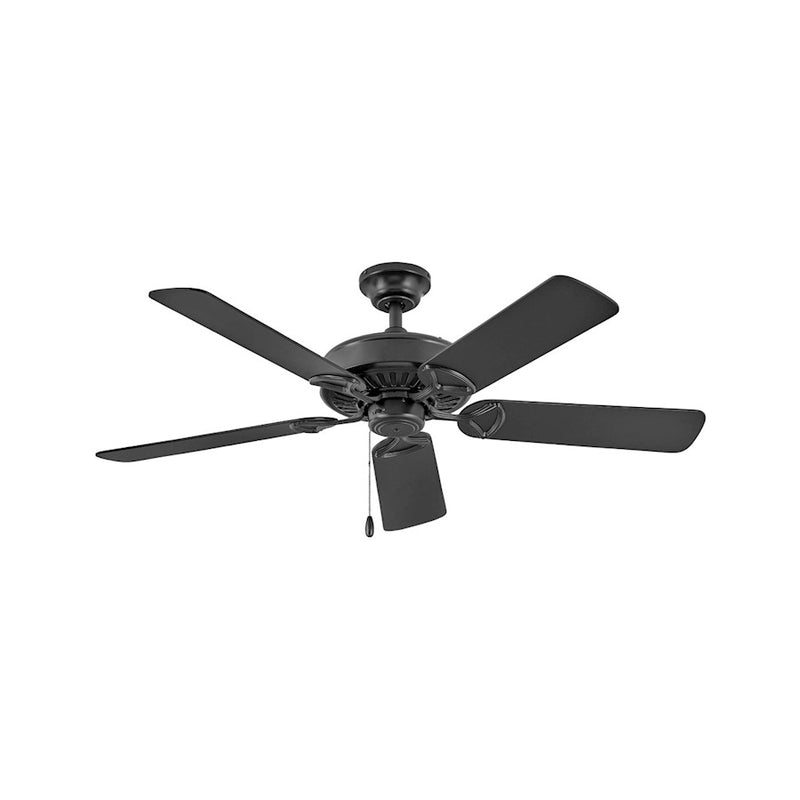 Hinkley Windward 52in Ceiling Fan | Traditional Matte Black Steel and KOA Wood Blades | Living Room & Bedroom | 52 x 52 x 14 in | Model 901552FMB-NIA