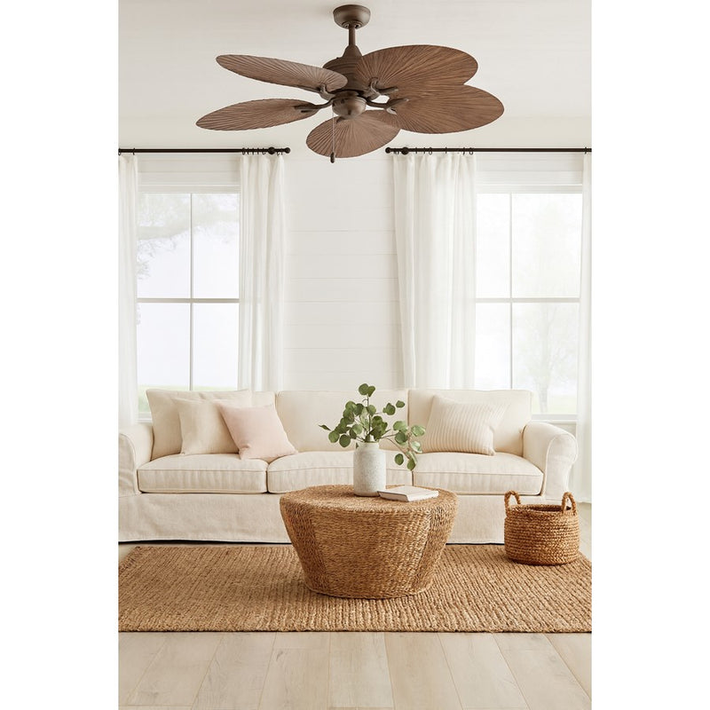 Hinkley Tropic Air 52in Ceiling Fan | Coastal Metallic Matte Bronze Steel and Walnut Composite Blades | Indoor & Covered Outdoor | Model 901952FMM-NWD