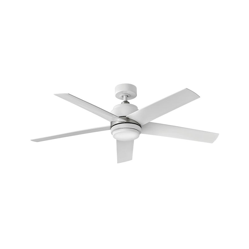 Hinkley Tier 54in LED Ceiling Fan | Transitional Appliance White Steel and Etched Opal Glass | Indoor & Covered Patio | 54 x 54 x 15 | Model 902054FAW-LWA