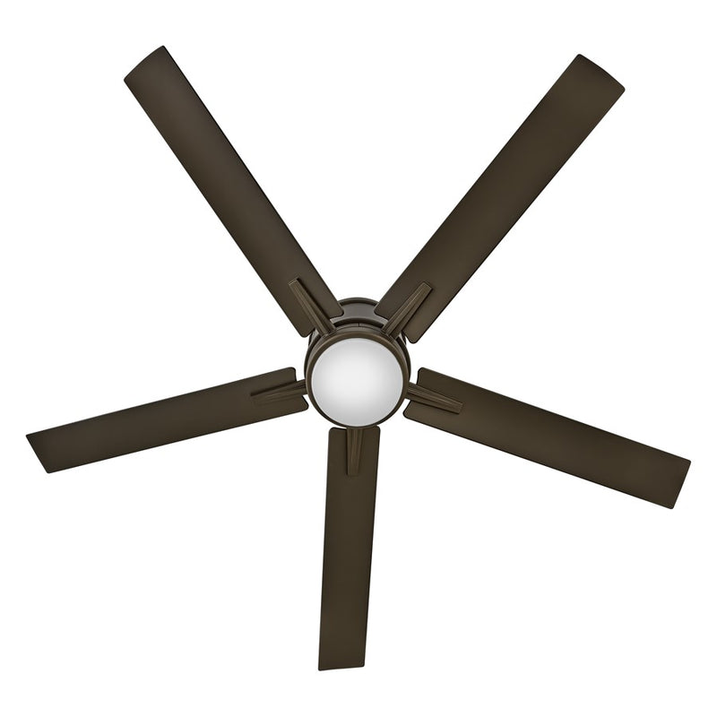 Hinkley Vail Flush 52in LED Ceiling Fan | Transitional Metallic Matte Bronze and Walnut Composite Blades | Indoor & Outdoor Wet | Model 902552FMM-LWD