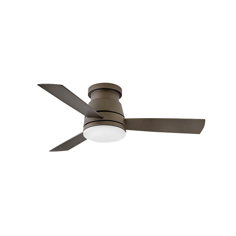 Hinkley Trey 44in LED Ceiling Fan | Transitional Matte White Aluminum and Etched Opal Glass | Indoor & Covered Outdoor Living | 44 x | Model 902744FMW-LWD