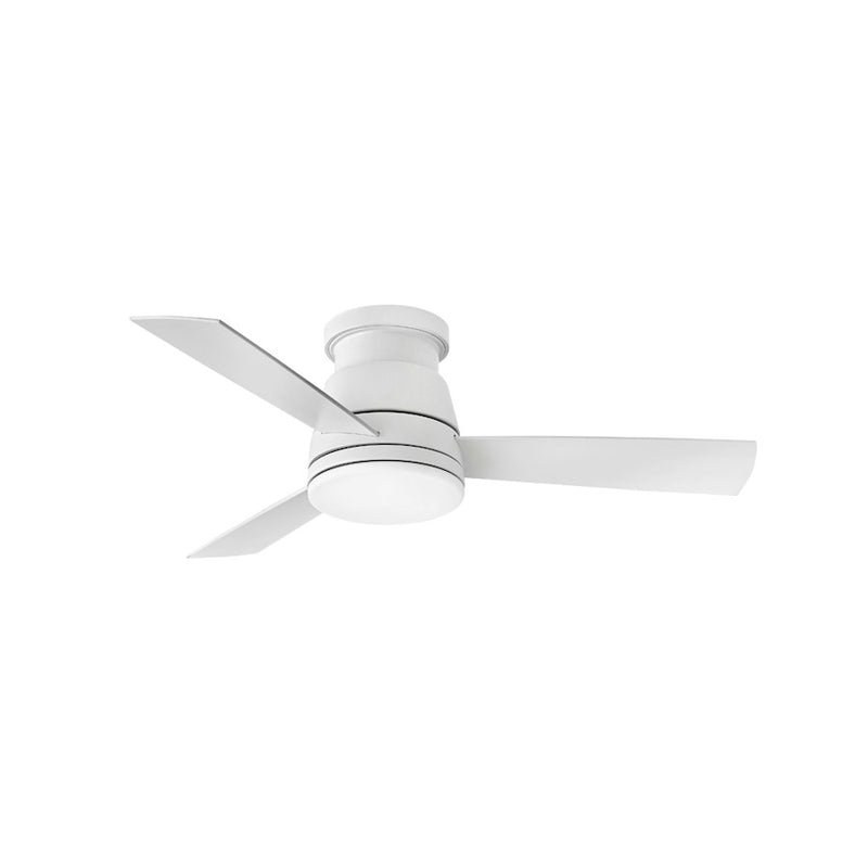 Hinkley Trey 44in LED Ceiling Fan | Transitional Matte White Aluminum and Etched Opal Glass | Indoor & Covered Outdoor Living | 44 x | Model 902744FMW-LWD