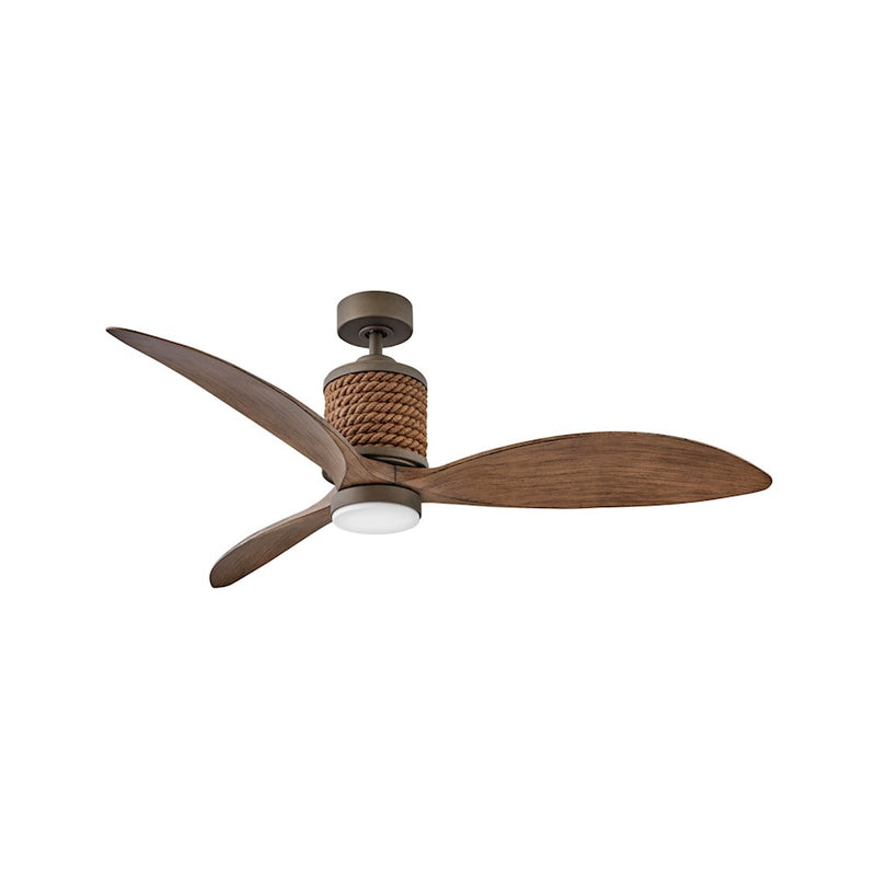 Hinkley Marin 60in LED Ceiling Fan | Coastal Matte White Steel and Weathered Wood Composite Blades | Indoor & Covered Outdoor Spaces | Model 903160FMW-NDD