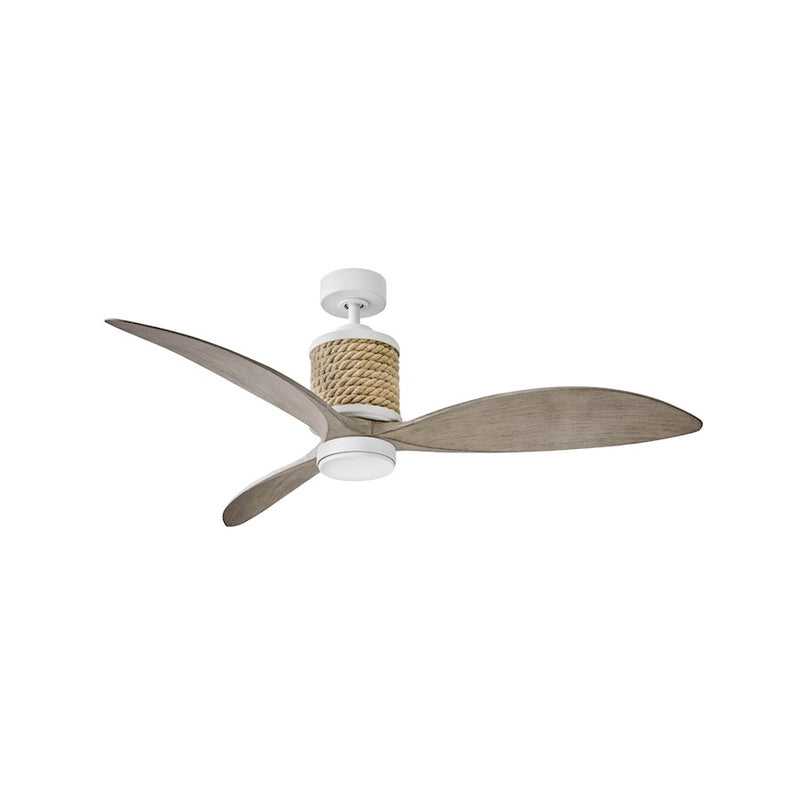 Hinkley Marin 60in LED Ceiling Fan | Coastal Matte White Steel and Weathered Wood Composite Blades | Indoor & Covered Outdoor Spaces | Model 903160FMW-NDD