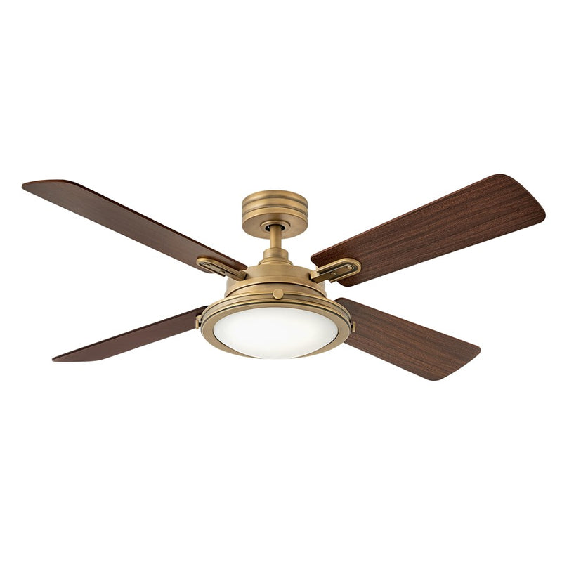 Hinkley Collier 54in 4-Blade Ceiling Fan | Mid-Century Modern Metallic Matte Bronze Steel and Walnut Wood Blades | Living Room & | Model 903254FMM-LID