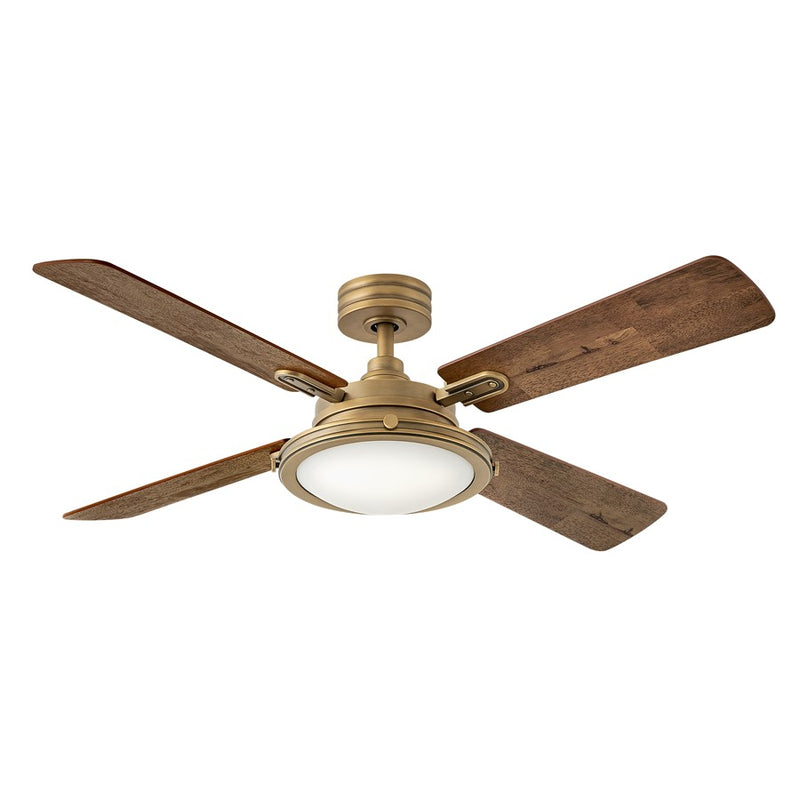 Hinkley Collier 54in 4-Blade Ceiling Fan | Mid-Century Modern Metallic Matte Bronze Steel and Walnut Wood Blades | Living Room & | Model 903254FMM-LID