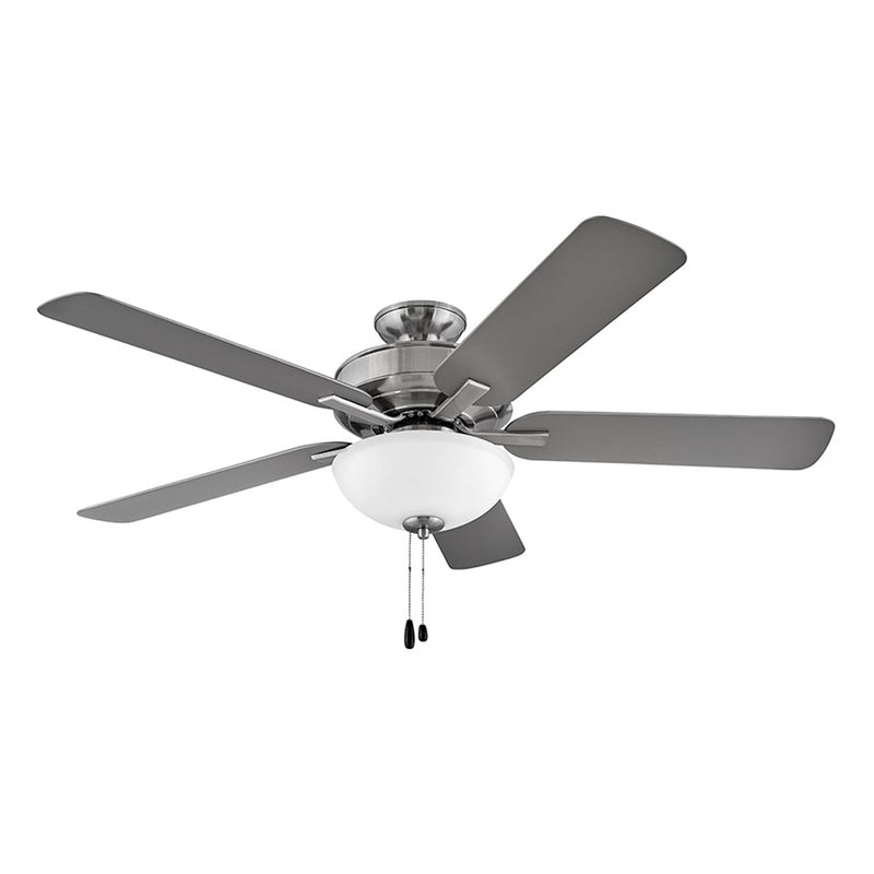 Hinkley Metro Illuminated 52in 2-Light Ceiling Fan | Traditional Brushed Nickel Steel and Etched Opal Glass | Living Room & Bedroom | Model 903352FBN-LIA