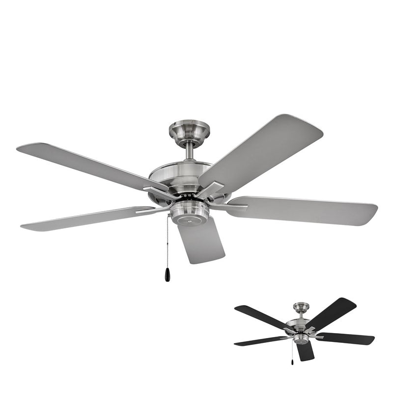 Hinkley Metro 52in 5-Blade Ceiling Fan | Traditional Brushed Nickel Steel and Silver/Wood Blades | Living Room & Bedroom | 52 x 52 x | Model 903352FBN-NIA