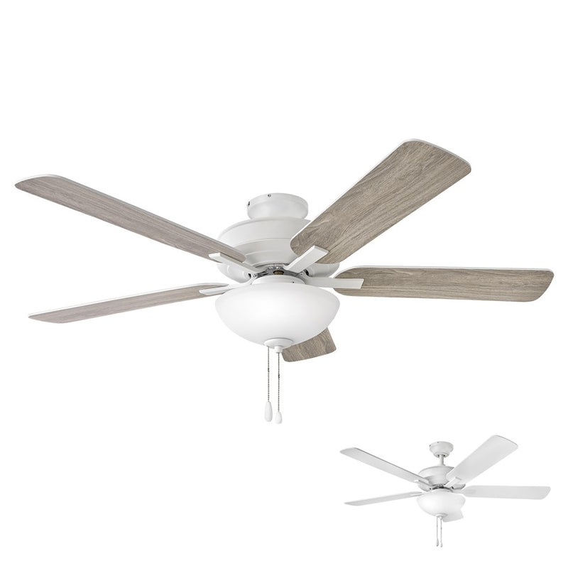 Hinkley Metro Illuminated 52in 2-Light Ceiling Fan | Traditional Brushed Nickel Steel and Etched Opal Glass | Living Room & Bedroom | Model 903352FBN-LIA
