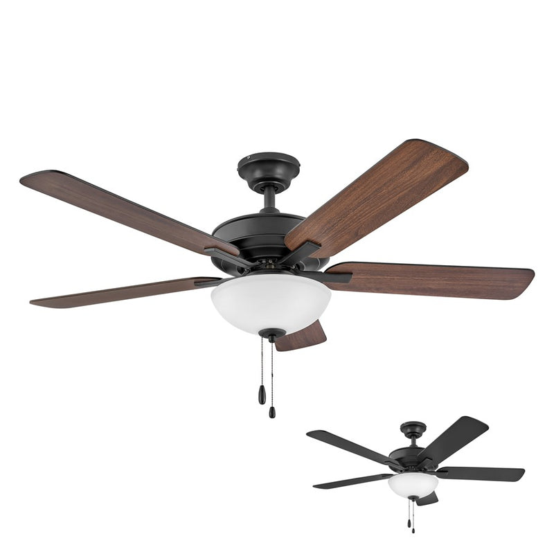 Hinkley Metro Illuminated 52in 2-Light Ceiling Fan | Traditional Brushed Nickel Steel and Etched Opal Glass | Living Room & Bedroom | Model 903352FBN-LIA