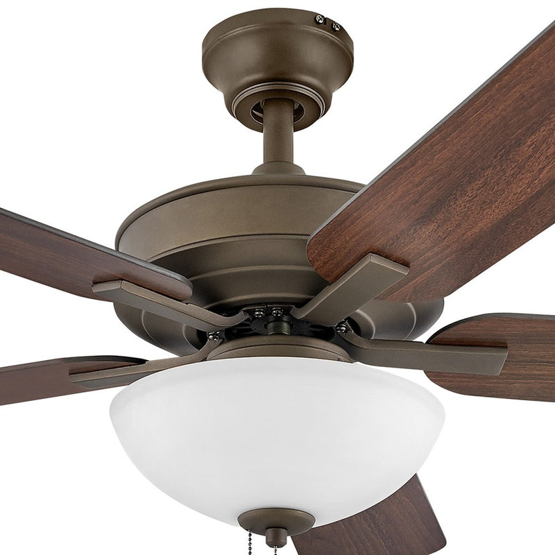 Hinkley Metro Illuminated 52in 2-Light Ceiling Fan | Traditional Brushed Nickel Steel and Etched Opal Glass | Living Room & Bedroom | Model 903352FBN-LIA