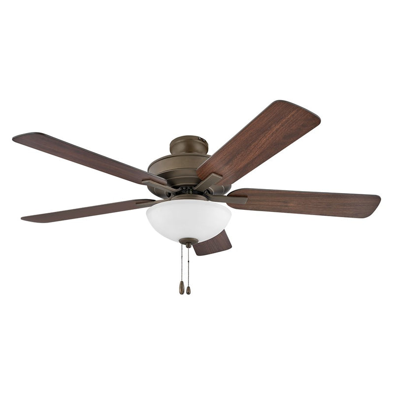 Hinkley Metro Illuminated 52in 2-Light Ceiling Fan | Traditional Brushed Nickel Steel and Etched Opal Glass | Living Room & Bedroom | Model 903352FBN-LIA