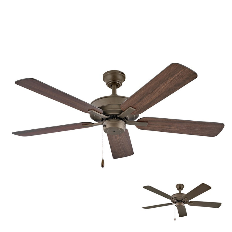 Hinkley Metro 52in 5-Blade Ceiling Fan | Traditional Brushed Nickel Steel and Silver/Wood Blades | Living Room & Bedroom | 52 x 52 x | Model 903352FBN-NIA