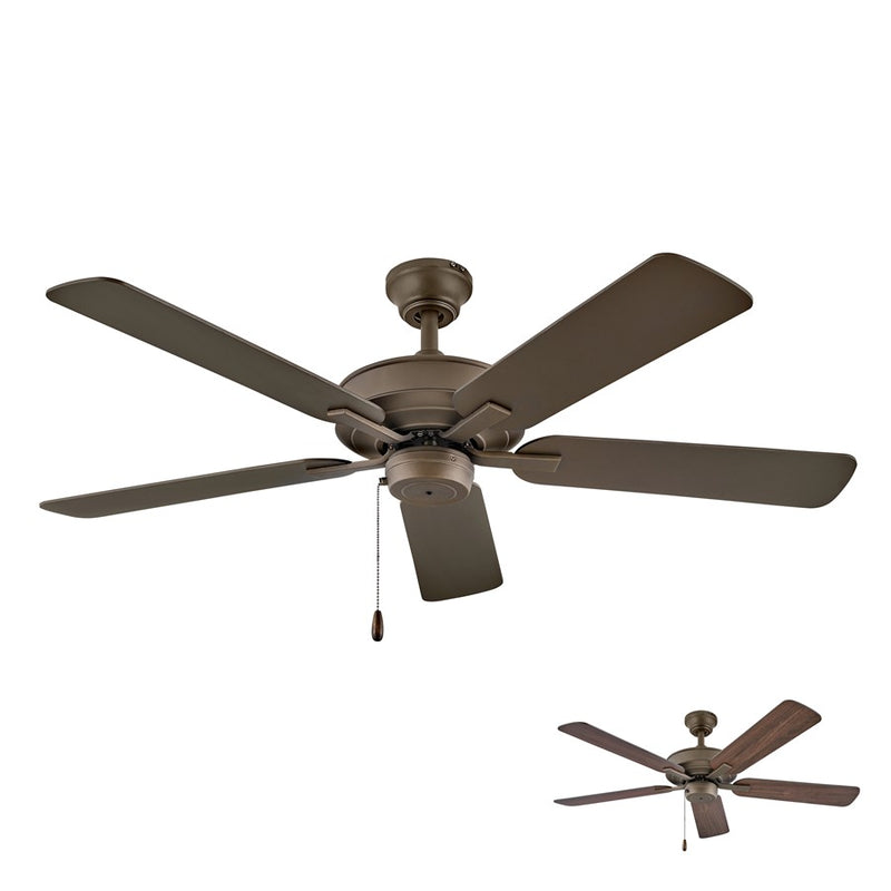 Hinkley Metro 52in 5-Blade Ceiling Fan | Traditional Brushed Nickel Steel and Silver/Wood Blades | Living Room & Bedroom | 52 x 52 x | Model 903352FBN-NIA