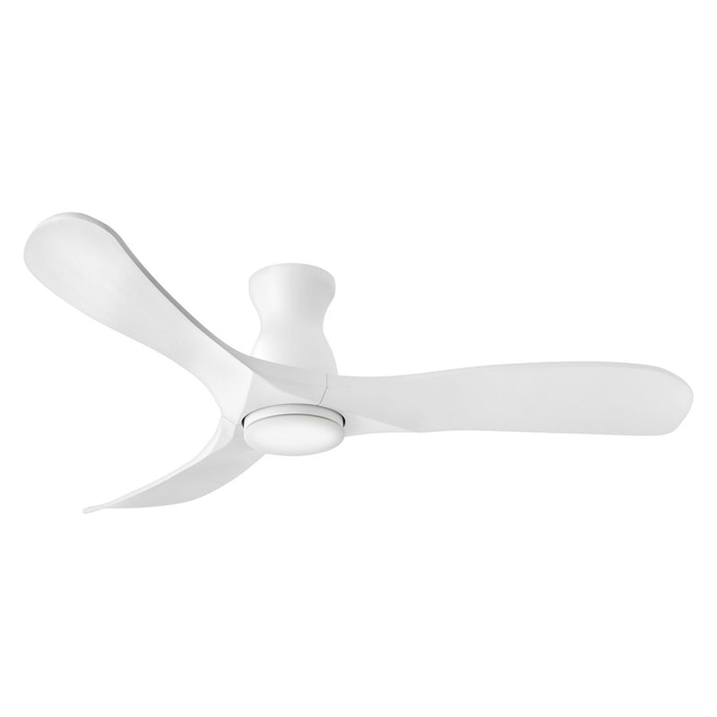 Hinkley Swell Flush Illuminated 56in LED Smart Ceiling Fan | Modern Matte White Steel and White Glass | Damp-Rated Indoor & Covered | Model 903456FWW-LDD