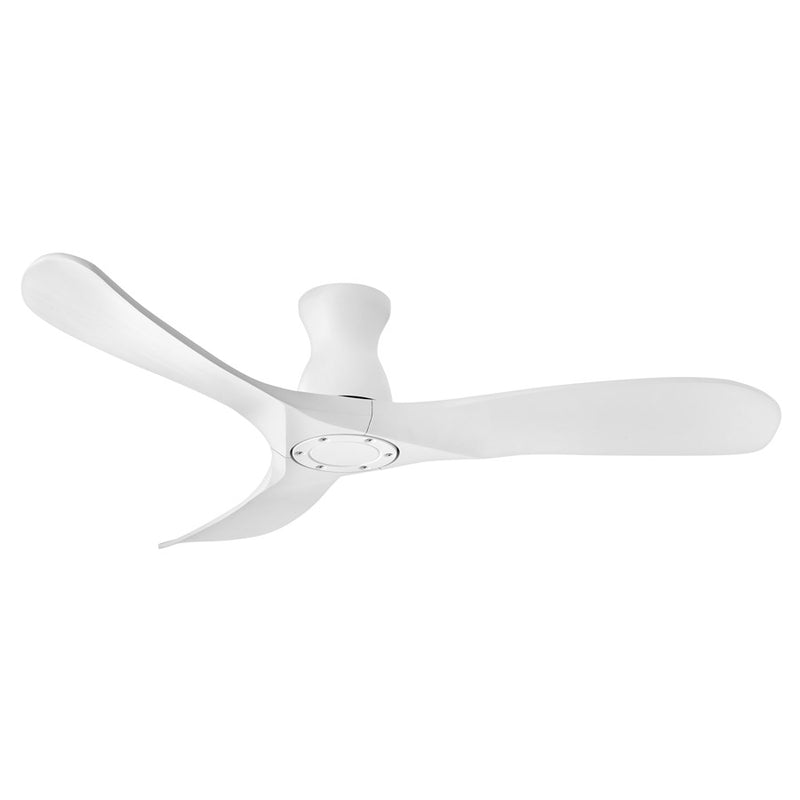 Hinkley Swell Flush Illuminated 56in LED Smart Ceiling Fan | Modern Matte White Steel and White Glass | Damp-Rated Indoor & Covered | Model 903456FWW-LDD